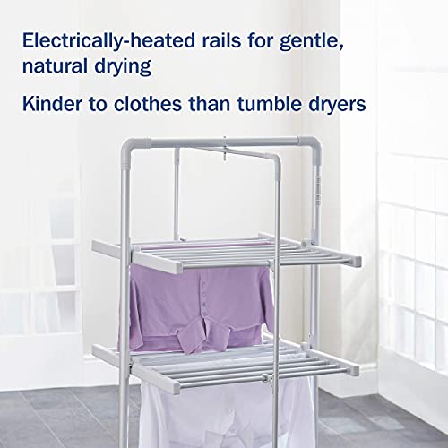 Easylife XL Heated Drying Rack with Timer, 3 Tier Airer, Warming Clothes Dryer, Electric Clothes Horse, Laundry Rack, h57.8 x w28.3 x d26.4