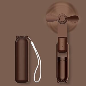 joylifetech handheld mini fan, portable foldable fan with power bank, usb rechargeable small pocket fan, battery operated personal fan with 3 speeds for women outdoor travel (brown)