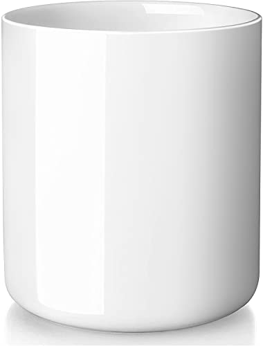 ALELION Cream White Kitchen Utensil Holder, 7.2" Extra Large Utensil Holder for Kitchen Counter, Thickenss Cooking Ceramic Utensil Crock for Utensils, Housewarming Wedding Gifts for Kitchen Decor