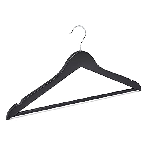 Amazon Basics Wood Suit Clothes Hangers - Black, 20-Pack