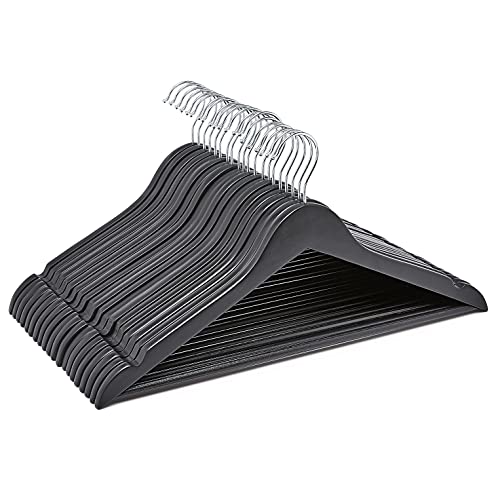 Amazon Basics Wood Suit Clothes Hangers - Black, 20-Pack