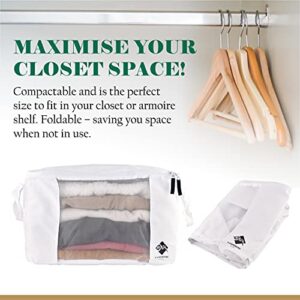 Moth Protection Sweater Storage for Closet – 2 Large Cotton Garment Bags, 30 Cedar Rings, & Mesh Window for Cashmere Sweaters – Wool & Cotton Sweater Organizer by Cashmere Kiwi, 15 x 11 x 9 In