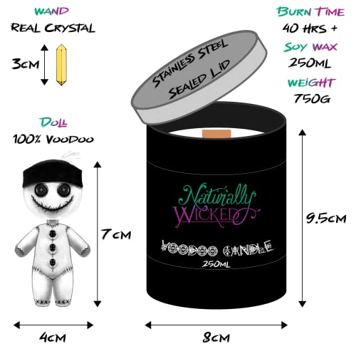 Naturally Wicked Voodoo Candle | Includes Voodoo Doll & Crystal Wand | Vegan Crystal Spell Candle (Wealth)