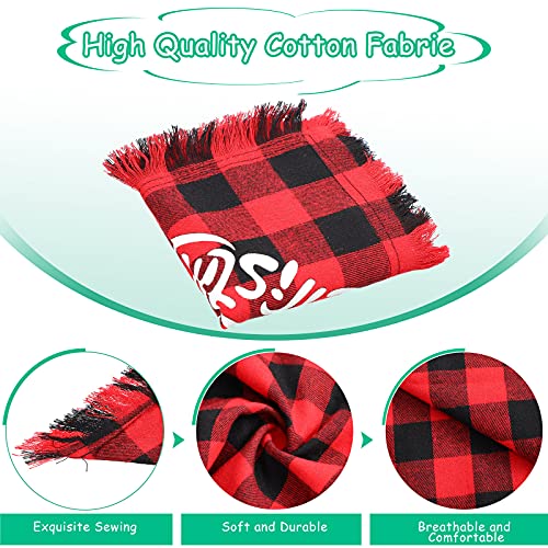 3 Pieces Christmas Dog Decoration Set, 1 Buffalo Plaid Dog Bandana Puppy Triangle Scarf 1 Pet Bow Tie with Bell 1 Christmas Dog Hat for Puppy Cat Pet Small Medium Large Dog(Black Red)