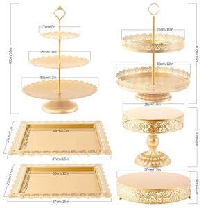 GMWD 6 Pcs Gold Cake Stands Set, Cake Pedestal Display Table Tiered Cupcake Holder Candy Fruite Dessert Plate Decorating for Wedding Birthday Party Baby Shower Celebration