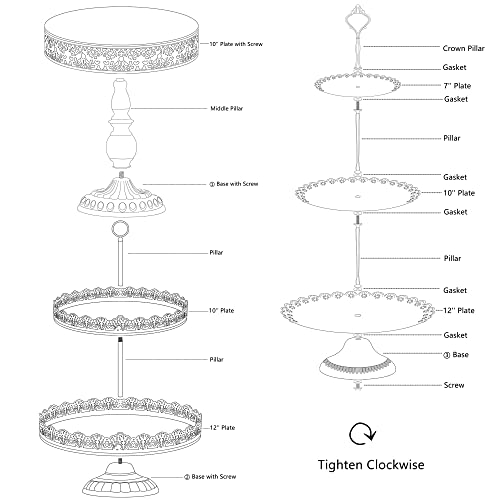 GMWD 6 Pcs Gold Cake Stands Set, Cake Pedestal Display Table Tiered Cupcake Holder Candy Fruite Dessert Plate Decorating for Wedding Birthday Party Baby Shower Celebration