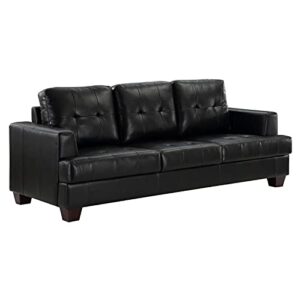 pemberly row 19" modern faux leather upholstered sofa in black