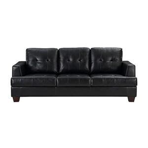 Pemberly Row 19" Modern Faux Leather Upholstered Sofa in Black