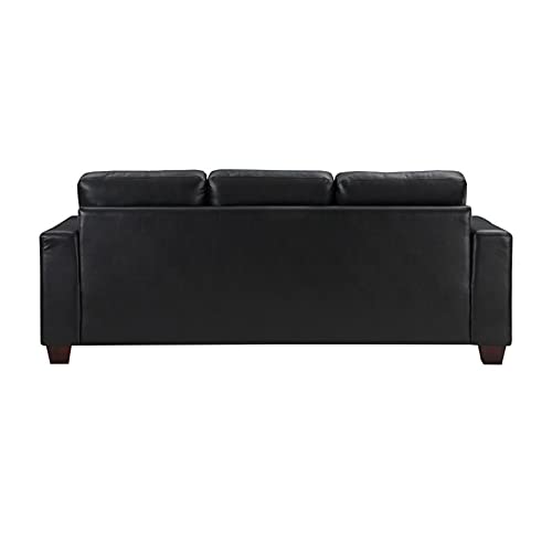 Pemberly Row 19" Modern Faux Leather Upholstered Sofa in Black