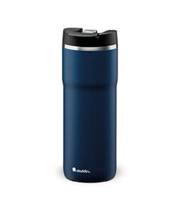 aladdin barista java thermavac leak-lock stainless steel thermos travel mug for hot drinks 0.47l navy blue – keeps hot for 4 hours - bpa-free reusable coffee cups - leakproof - dishwasher safe