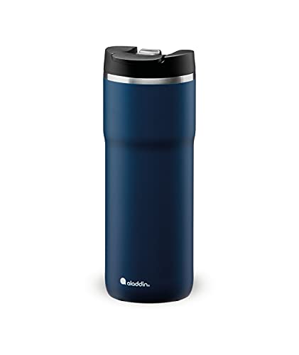 Aladdin Barista Java Thermavac Leak-Lock Stainless Steel Thermos Travel Mug for Hot Drinks 0.47L Navy Blue – Keeps Hot for 4 Hours - BPA-Free Reusable Coffee Cups - Leakproof - Dishwasher Safe