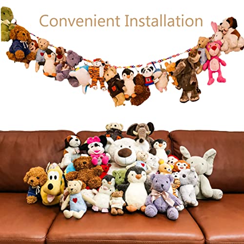 Acrylic Chain for Stuffed Animal Storage. Colorful Multiuse Toy Storage Organizer.One 6 Feet Length Colorful Acrylic Chain, “S” Hook,Door Hook and 20 Clips.