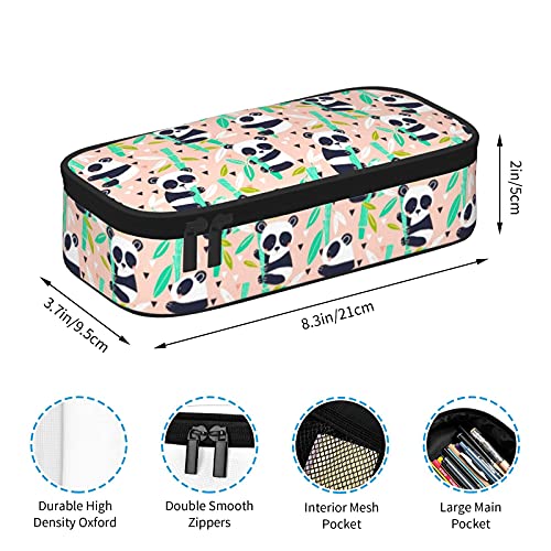 TEIKKIOP Panda Pencil Case Animal Print Pen Bags with Zipper and Compartment Cute Portable, Nude