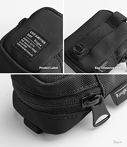 Ringke Mini Pouch [Block] Nylon Carrying Pouch Small Bag for AirPods, Galaxy Buds, Earphones, Cards, ID - Black