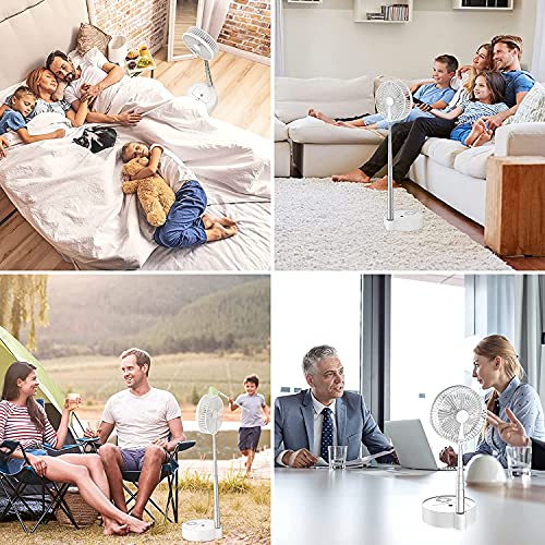 INNO Portable Fan & Essential Oil Diffuser – Foldable Standing or Desk Fan with Night Light, Air Diffuser, Humidifier – 24 Hr. Run Time White