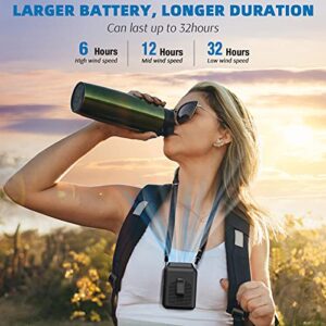 Mini 8000mAh Personal Waist Clip Fan, 3 Speeds, 2A Fast Charge, USB Rechargeable Battery Operated, Belt Shirt Body Necklace Wearable Fan Portable for Working, Climbing, Hiking, Outdoor Activity