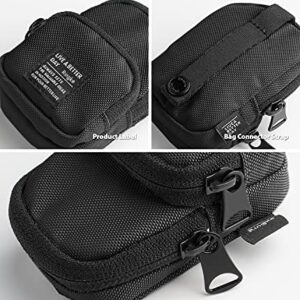 Ringke Mini Pouch [Two Pocket] Nylon Carrying Pouch Small Bag for AirPods, Galaxy Buds, Earphones, Cards, ID - Black