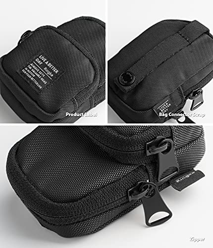 Ringke Mini Pouch [Two Pocket] Nylon Carrying Pouch Small Bag for AirPods, Galaxy Buds, Earphones, Cards, ID - Black