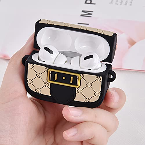 Case for Airpods Pro, Filoto Cute Cartoon Bag Apple Airpod Pro Cover for Women Girls, Silicone Stylish Funny Case for Air Pod Pro Wireless Charging Case Accessories (Black)