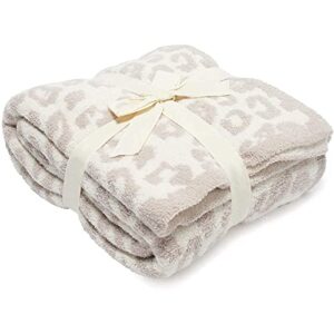 moonase soft fuzzy throw blanket, leopard throw blankets, cozy plush fleece comfy microfiber blanket for couch sofa bed machine washable (cream, 50 inch x 60 inch)