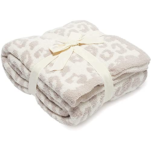 Moonase Soft Fuzzy Throw Blanket, Leopard Throw Blankets, Cozy Plush Fleece Comfy Microfiber Blanket for Couch Sofa Bed Machine Washable (Cream, 50 Inch X 60 Inch)