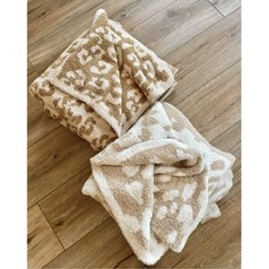 Moonase Soft Fuzzy Throw Blanket, Leopard Throw Blankets, Cozy Plush Fleece Comfy Microfiber Blanket for Couch Sofa Bed Machine Washable (Cream, 50 Inch X 60 Inch)