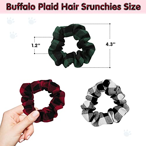 Buffalo Plaid Dog Bandana & Hair Scrunchies Dog Puppies Pets Accessories Cotton Bandanas Handkerchiefs Scarfs Dog Birthday Party Outfit Dog Lovers Presents