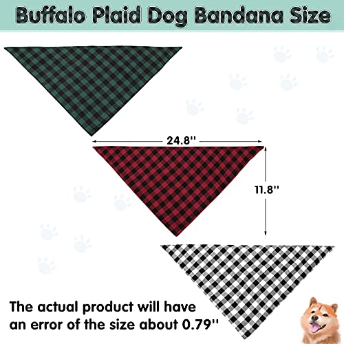 Buffalo Plaid Dog Bandana & Hair Scrunchies Dog Puppies Pets Accessories Cotton Bandanas Handkerchiefs Scarfs Dog Birthday Party Outfit Dog Lovers Presents