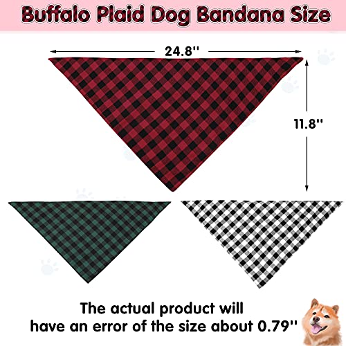 Buffalo Plaid Dog Bandana & Hair Scrunchies Dog Puppies Pets Accessories Cotton Bandanas Handkerchiefs Scarfs Dog Birthday Party Outfit Dog Lovers Presents