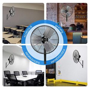 KEN BROWN 20 Inch Industrial Oscillating Wall Mount Fan 5500CFM,Heavy Duty,High Velocity,3- Speed,Black