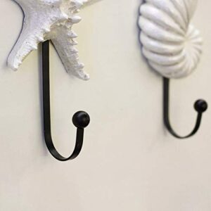 UXELY Wall Hooks Coat Hooks, 3pcs/Set Resin Hanger Decorative Hooks, Sea Shell Wall Hooks, Coastal Theme Beach House Decor for Bathroom Doors, Bedrooms, Wardrobes(White)