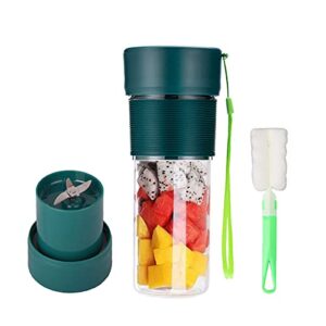 portable blender food-grade material 10 oz for juice shakes and smoothie usb rechargeable powerful for home, sports, office,travel personal mixer cup with cup brush(green)