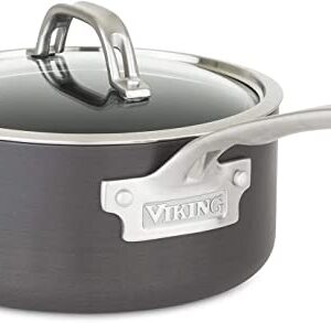 Viking Culinary Hard Anodized Nonstick Saucepan, 3 Quart | Includes Glass Lid, Interior Measurment Markings & Stay-Cool Handle | Dishwasher, Oven Safe