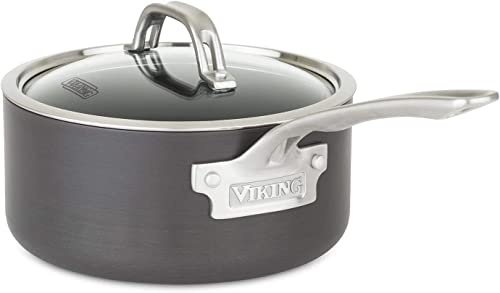 Viking Culinary Hard Anodized Nonstick Saucepan, 3 Quart | Includes Glass Lid, Interior Measurment Markings & Stay-Cool Handle | Dishwasher, Oven Safe