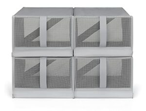 whitmor gray mesh shoe boxes-set of 4