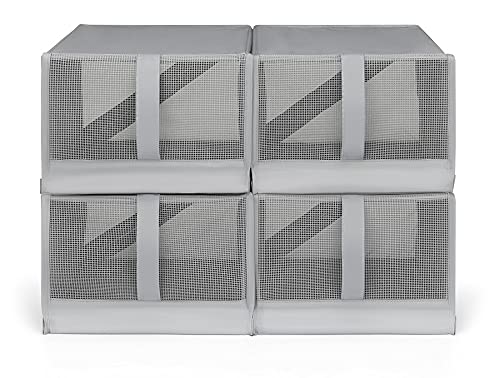 Whitmor Gray Mesh Shoe Boxes-Set of 4