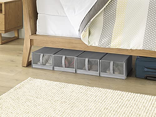 Whitmor Gray Mesh Shoe Boxes-Set of 4