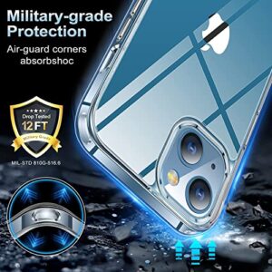 AEDILYS Shockproof for iPhone 13 Case,[ Non-Yellowing][15FT Military Grade Drop Protection] [Scratch-Resistant], Slim Non-Slip iPhone 13 Phone Case, 6.1''- Clear