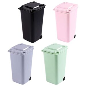 Cabilock 4pcs Mini Curbside Garbage Trash Bin Pen Holder Unique Tiny Size Recycle Can Set Pencil Cup Desktop Organizer Assorted Color