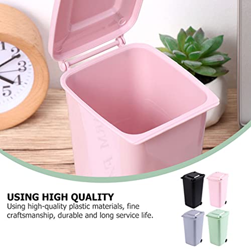 Cabilock 4pcs Mini Curbside Garbage Trash Bin Pen Holder Unique Tiny Size Recycle Can Set Pencil Cup Desktop Organizer Assorted Color