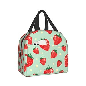 Strawberry Fashion Lunch Box Travel Bag Picnic Bags Insulated Durable Shopping Bag Back To School Reusable Waterproof Bags For Man Woman Girls Boys