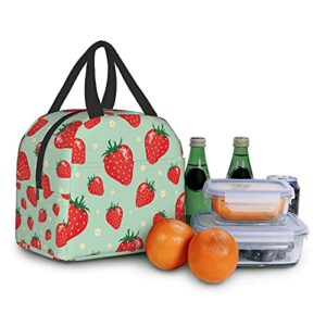 Strawberry Fashion Lunch Box Travel Bag Picnic Bags Insulated Durable Shopping Bag Back To School Reusable Waterproof Bags For Man Woman Girls Boys