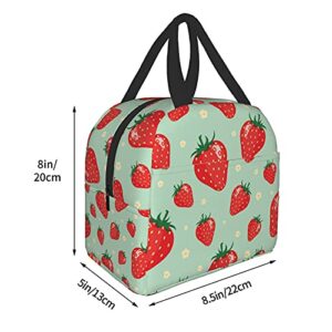 Strawberry Fashion Lunch Box Travel Bag Picnic Bags Insulated Durable Shopping Bag Back To School Reusable Waterproof Bags For Man Woman Girls Boys