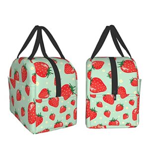 Strawberry Fashion Lunch Box Travel Bag Picnic Bags Insulated Durable Shopping Bag Back To School Reusable Waterproof Bags For Man Woman Girls Boys