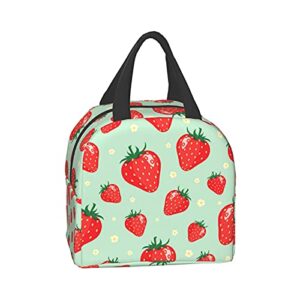 Strawberry Fashion Lunch Box Travel Bag Picnic Bags Insulated Durable Shopping Bag Back To School Reusable Waterproof Bags For Man Woman Girls Boys