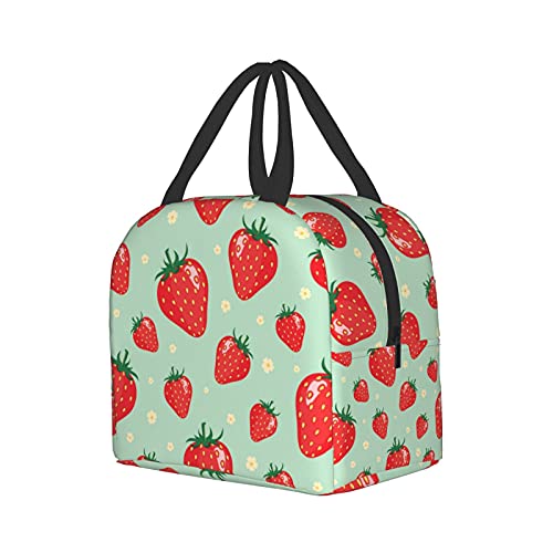 Strawberry Fashion Lunch Box Travel Bag Picnic Bags Insulated Durable Shopping Bag Back To School Reusable Waterproof Bags For Man Woman Girls Boys