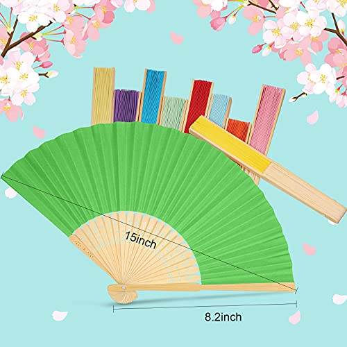 Yookeer 20 Pieces Bamboo Folding Paper Fans Handheld Paper Fan Multicolor Vintage Handheld Fan Handmade DIY Folding Fan Party Favors for Church Wedding DIY Decoration Dancing Performance()