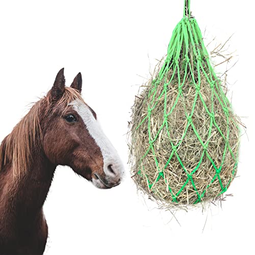 LeLePet Horse Hay Net Treat Hay Feeder, Large Hanging Feeding Slow Feed Weaver Bag for Goat Donkey, Horse Stable Stall Paddock Accessory for Rest Relieve Stress, Durable Forage Pocket