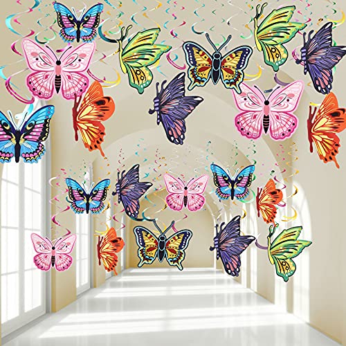 36 Pieces Spring Butterfly Hanging Swirl Decoration Summer Spring Party Hanging Streamer Butterfly Swirl Butterfly Hanging Ceiling Swirl for Home Baby Shower Wedding Birthday Wedding Garden Tea Party