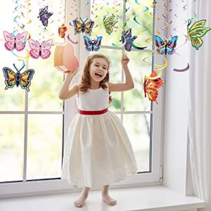 36 Pieces Spring Butterfly Hanging Swirl Decoration Summer Spring Party Hanging Streamer Butterfly Swirl Butterfly Hanging Ceiling Swirl for Home Baby Shower Wedding Birthday Wedding Garden Tea Party